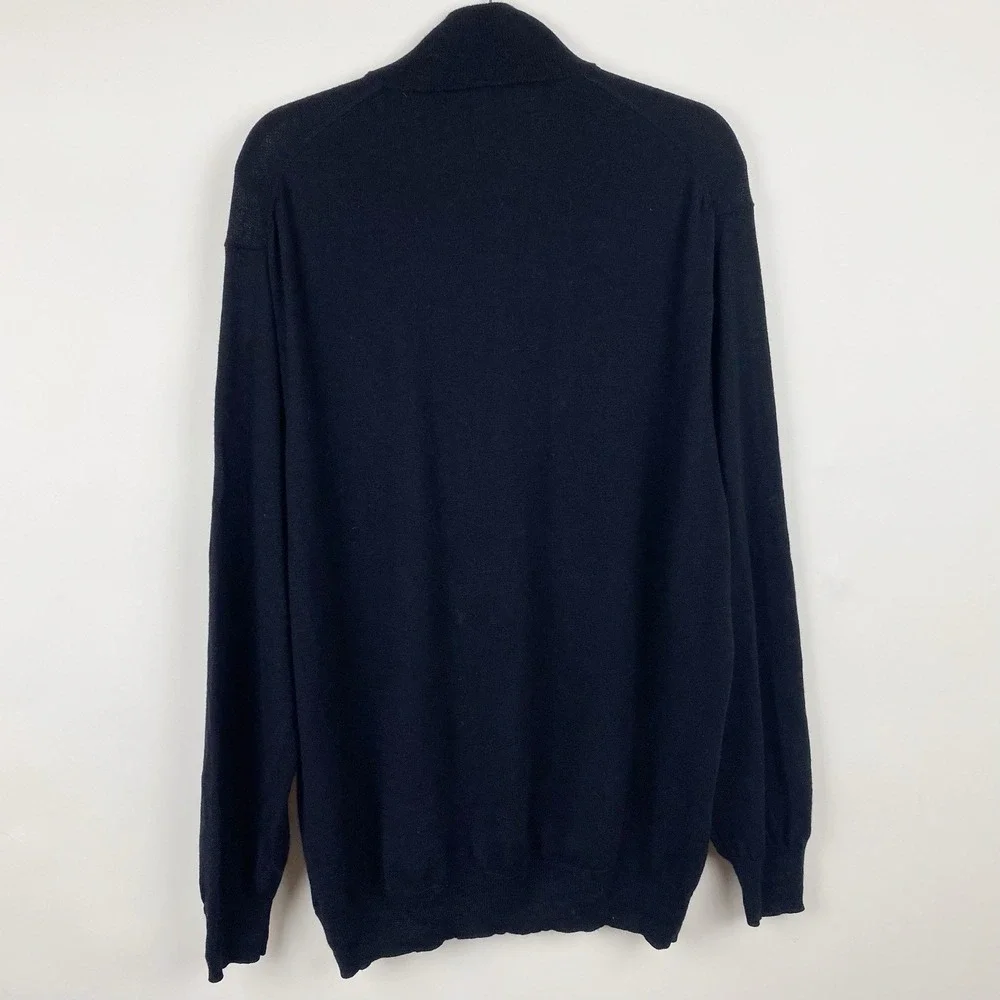 Jos. A. Bank Signature Merino Wool Henley‎ Quarter Zip Sweater Mens XXL Black